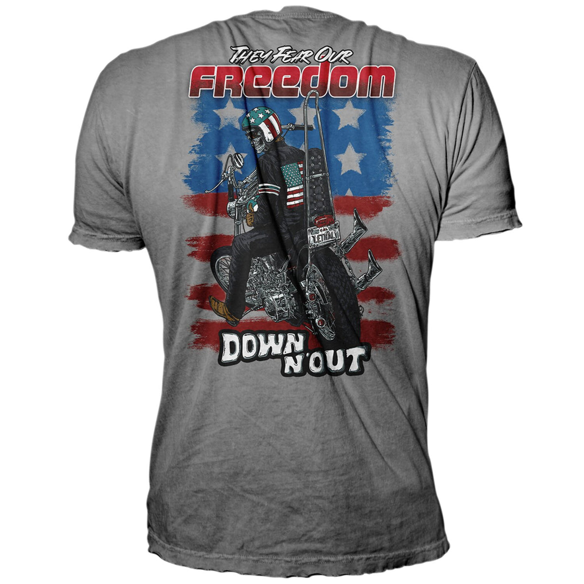 Down-n-Out Freedom Rider t-shirt american flag grey
