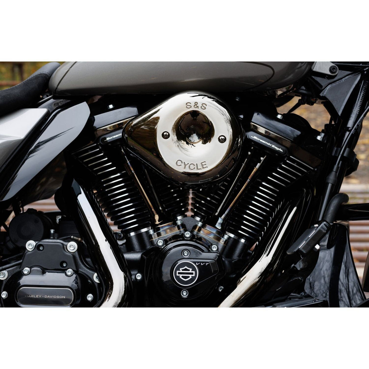 S&S, Stealth Air Cleaner Kit with Lava Chrome Teardrop
