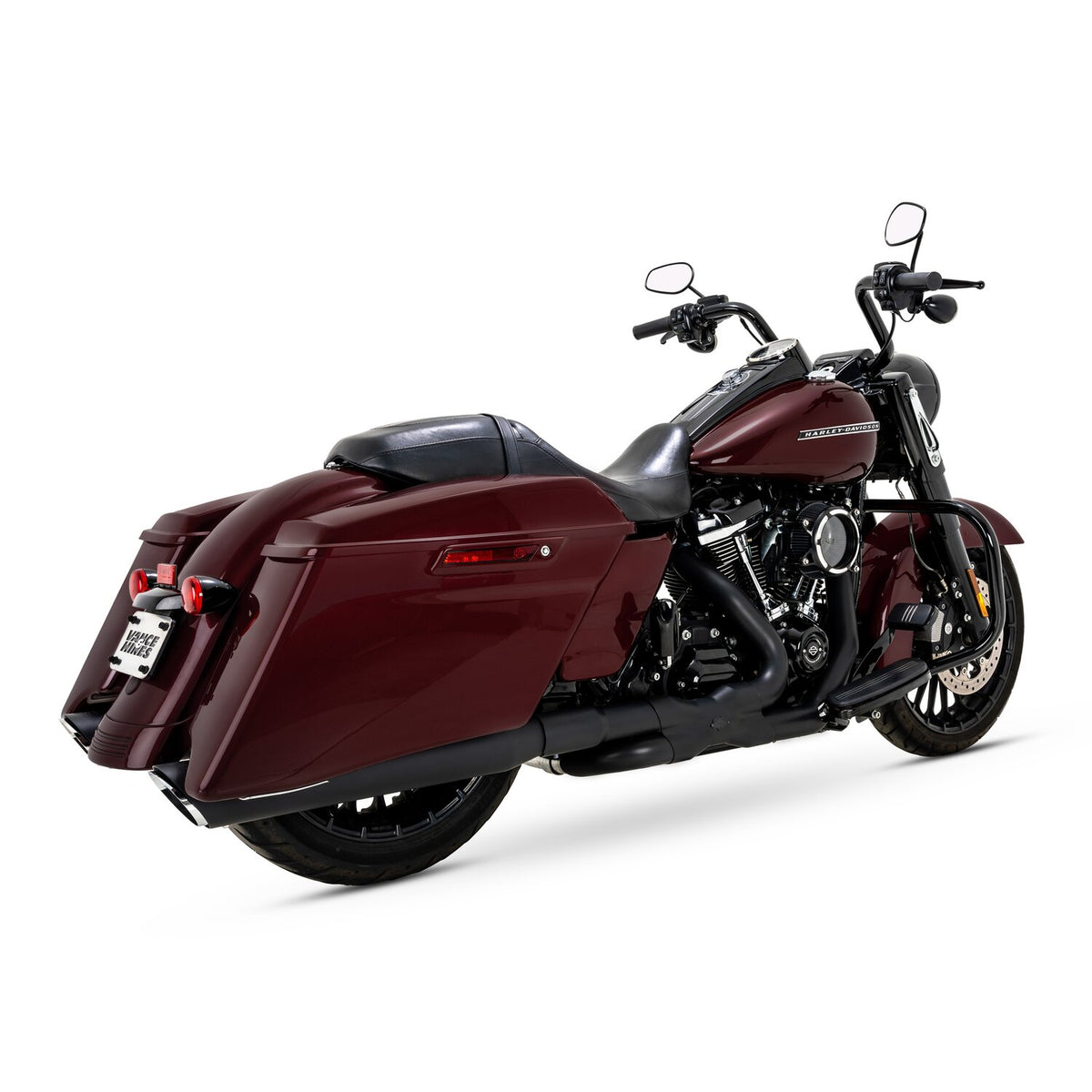 Vance & Hines, 4" Twin Slash Round slip-on mufflers. Black