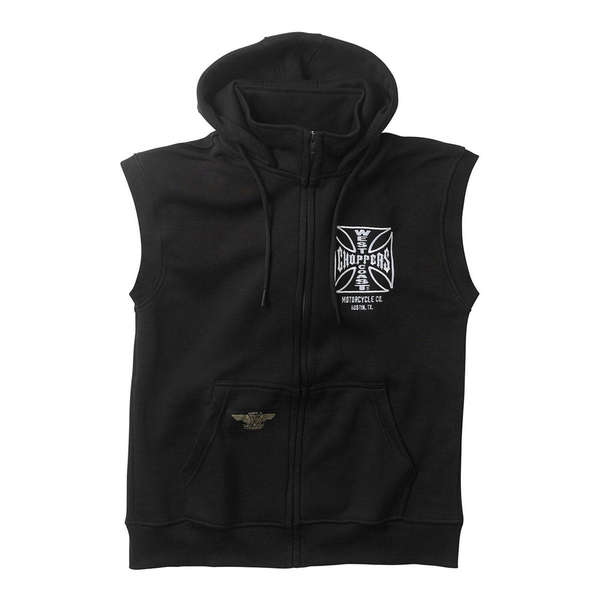 WCC OG ATX sleeveless zip hoodie black