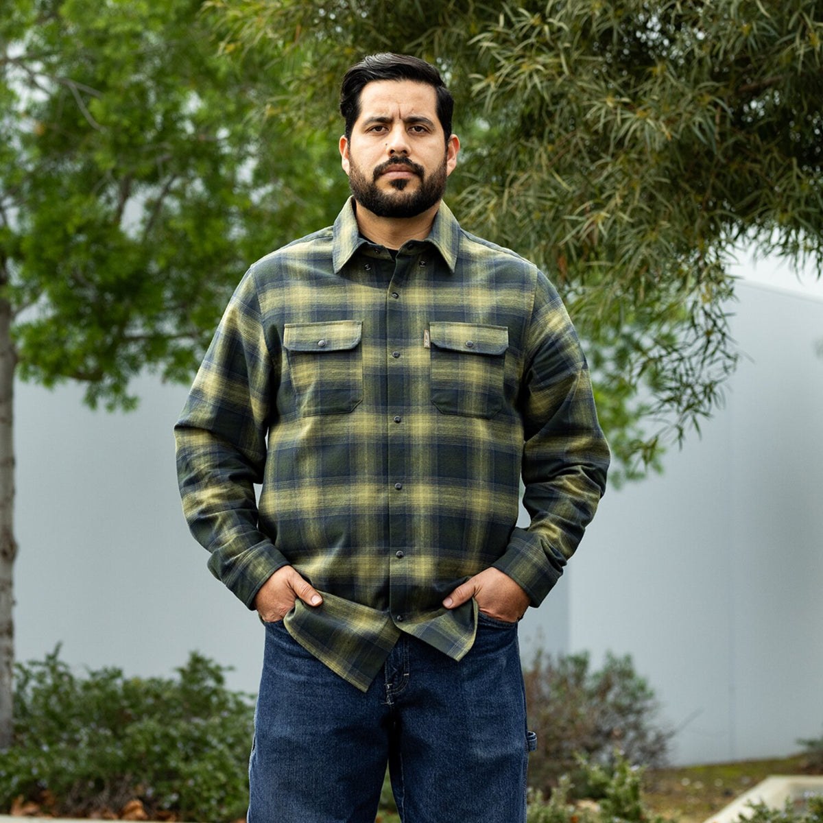 Biltwell Hi Test Flannel shirt moss