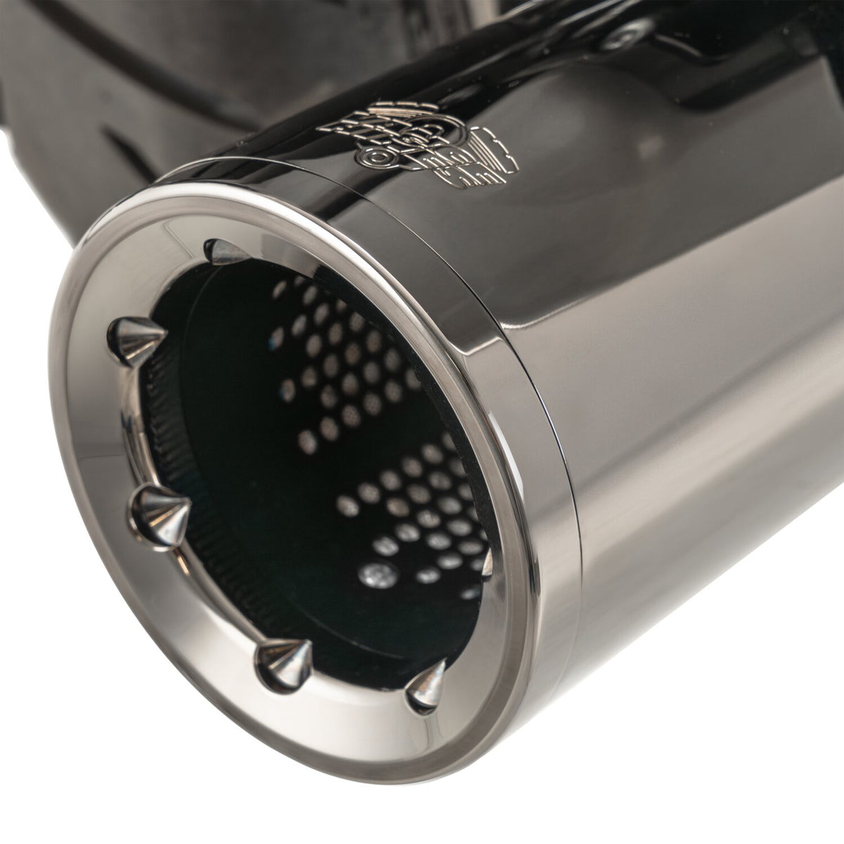 Vance & Hines, Hi-Output 4.5" slip-on mufflers. Dark chrome