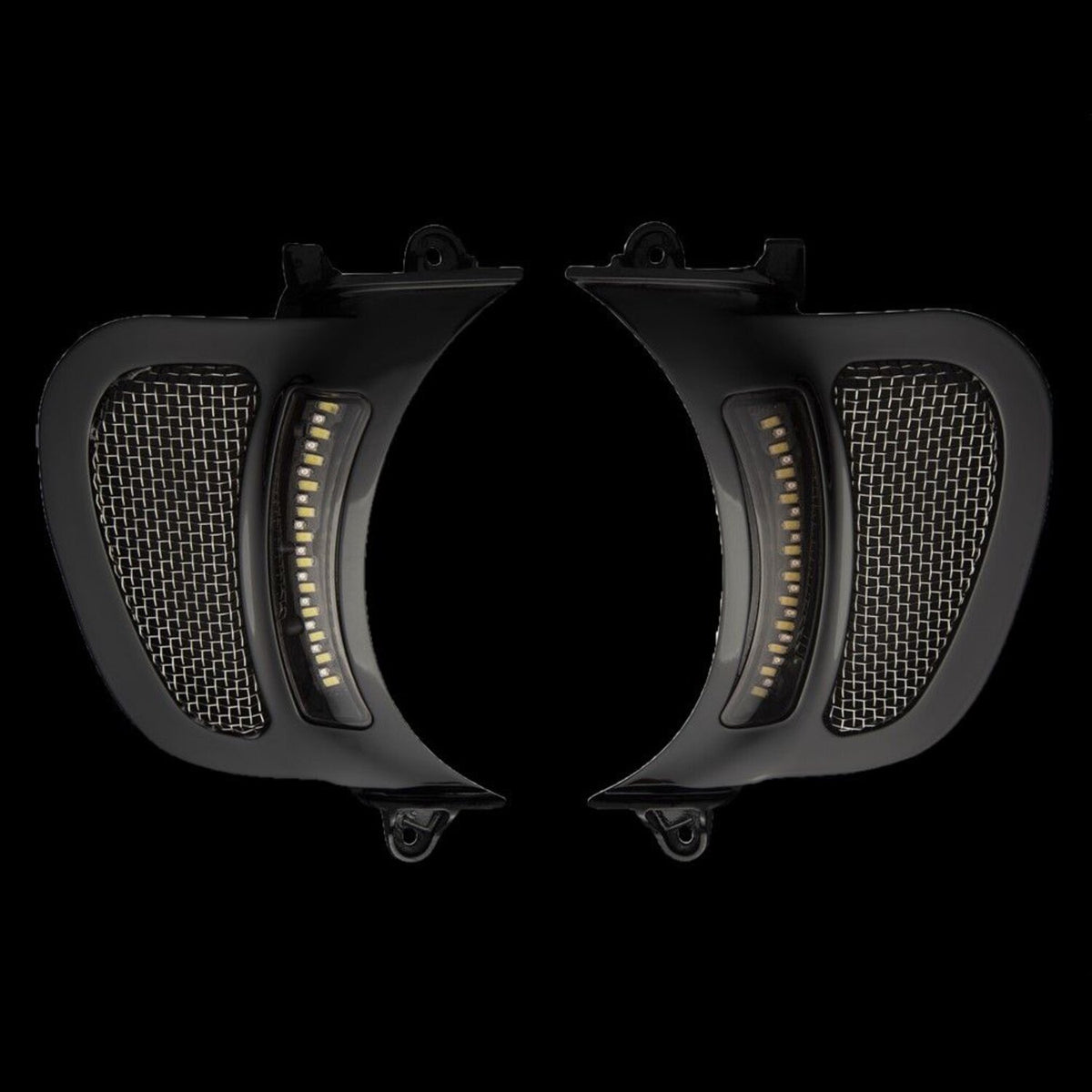Custom Dynamics, V2 Road Glide LED Vents inserts. Black