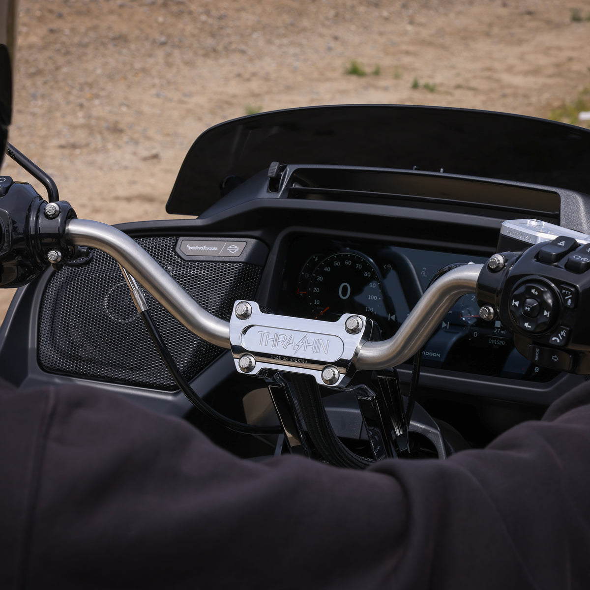 Stainless high-bend handlebar installation view; other parts not included