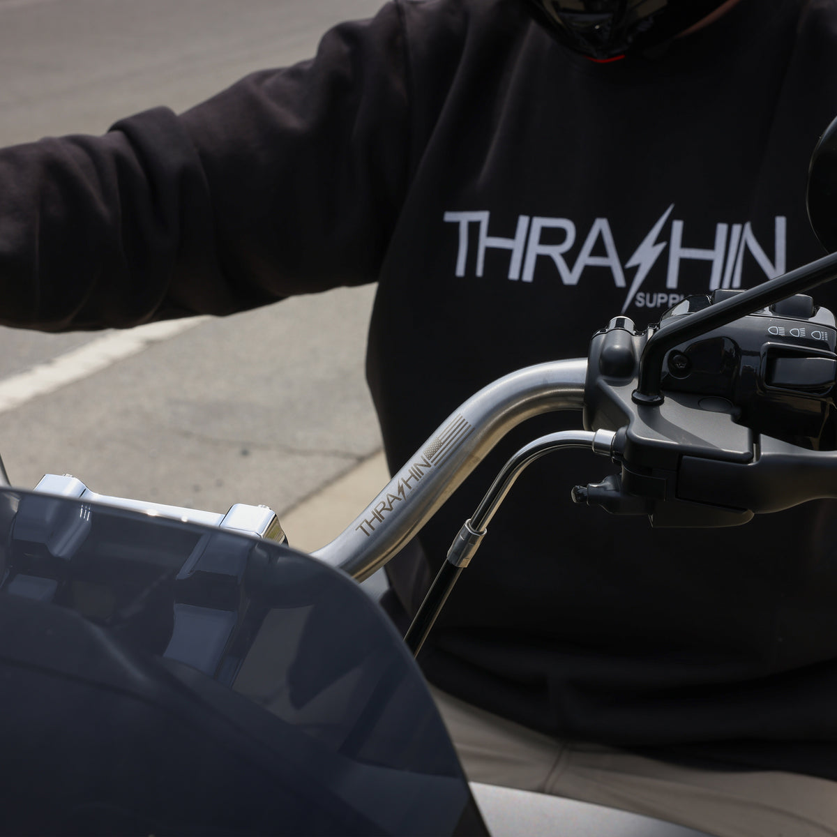 Stainless high-bend handlebar installation view; other parts not included