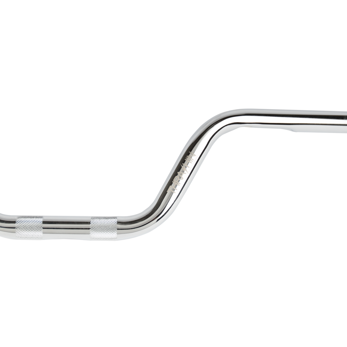Thrashin High Bend chrome handlebar laser logo detail
