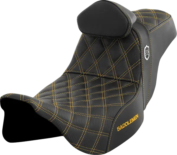 Saddlemen SDC Performance Seat with Backrest for Touring – Gold Stitch