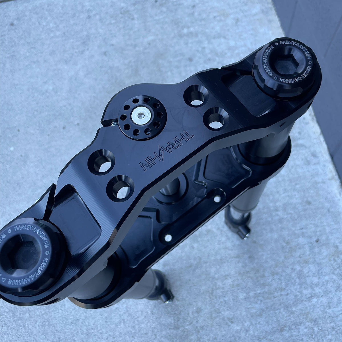 Thrashin TSC-2914-1 black Softail triple tree set; motorcycle and other installed components not included