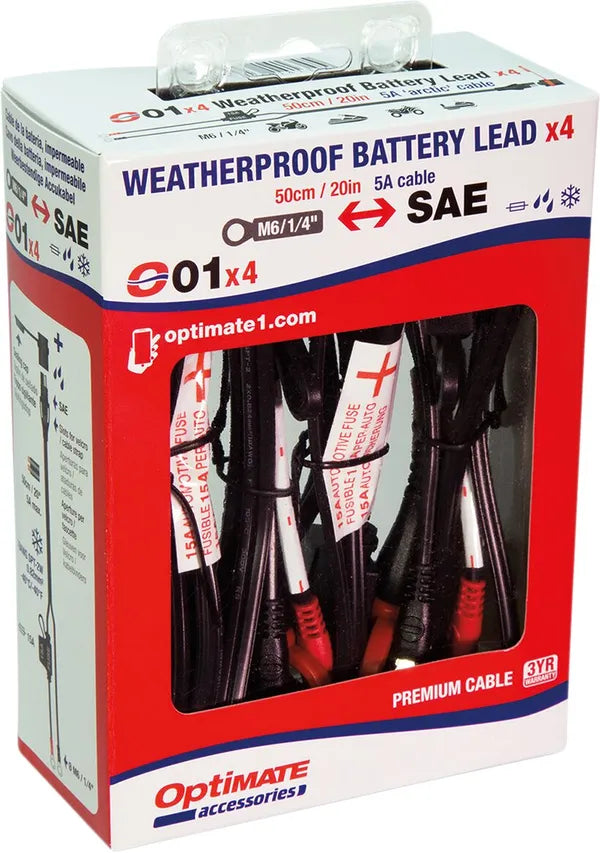 TecMate OptiMate™ Battery Lead with Ring Terminal — 4 Pack — O01X4