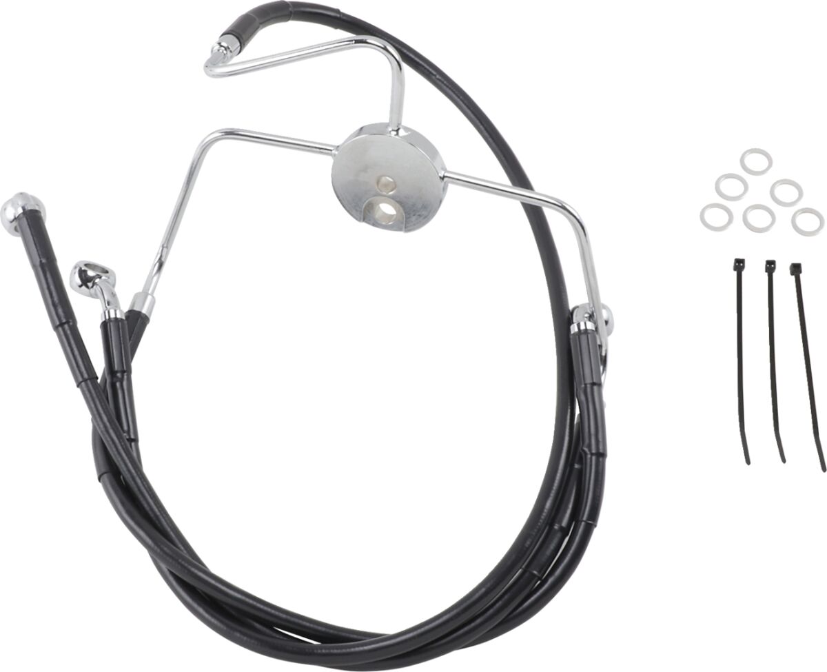 Drag Specialties Extended Length Black Vinyl Brake Line Kit