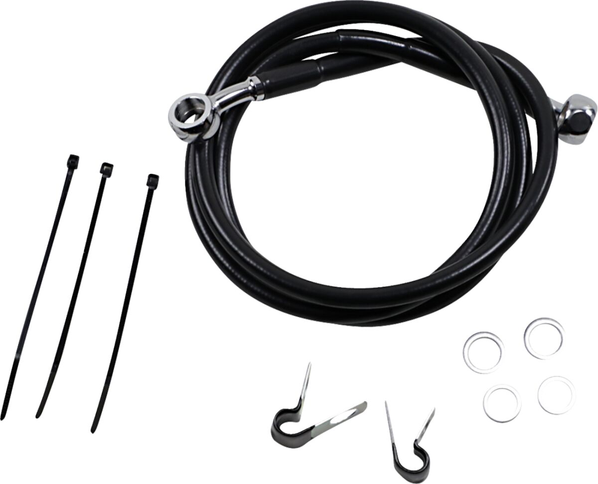 Drag Specialties Extended Length Black Vinyl Brake Line Kit