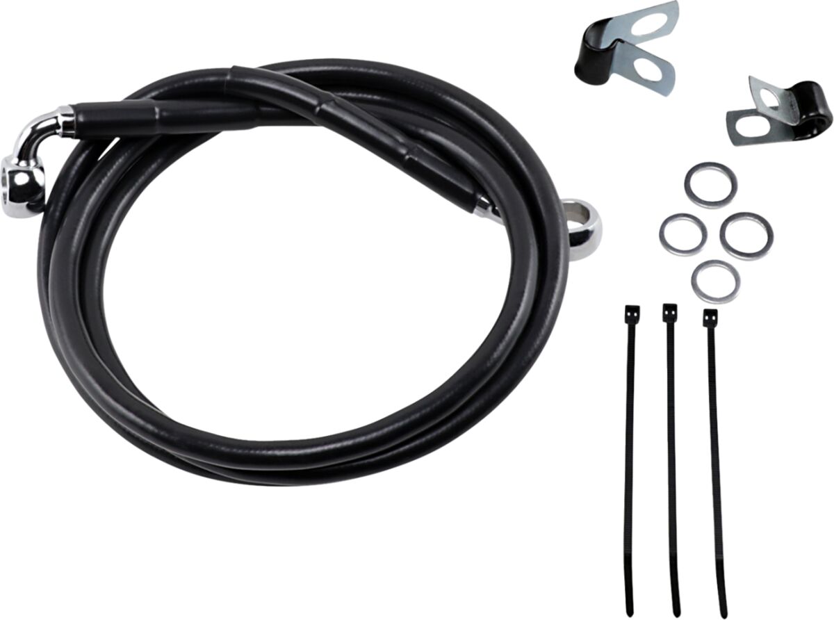 Drag Specialties Extended Length Black Vinyl Brake Line Kit