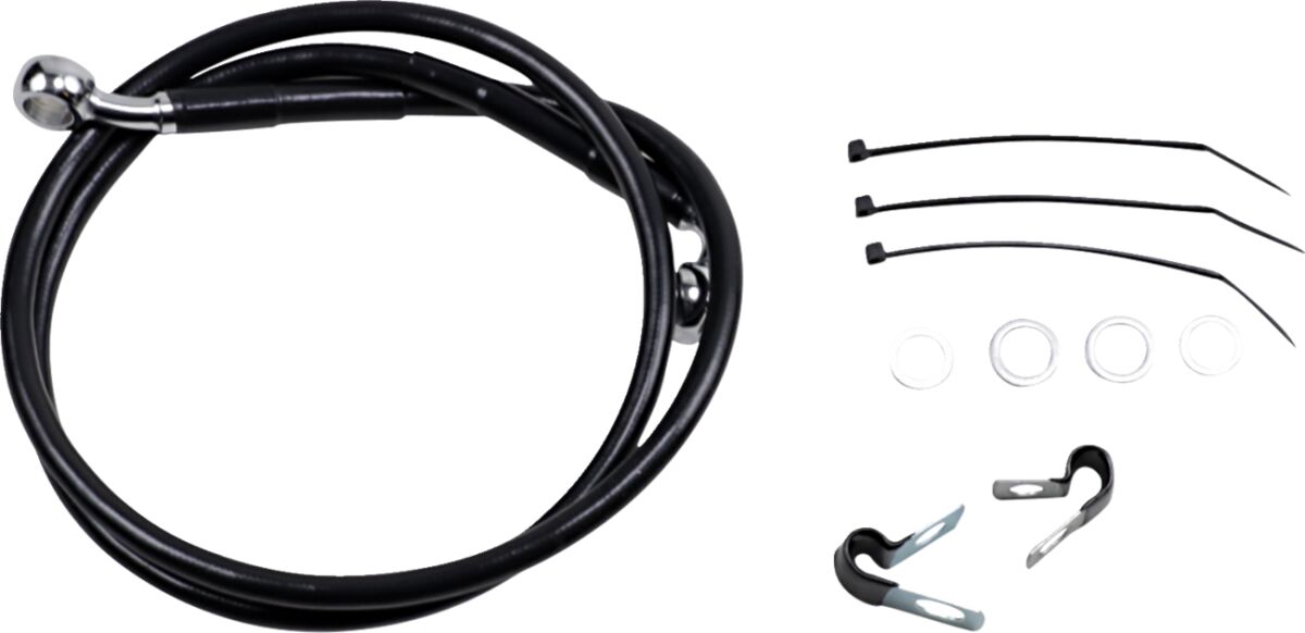 Drag Specialties Extended Length Black Vinyl Brake Line Kit