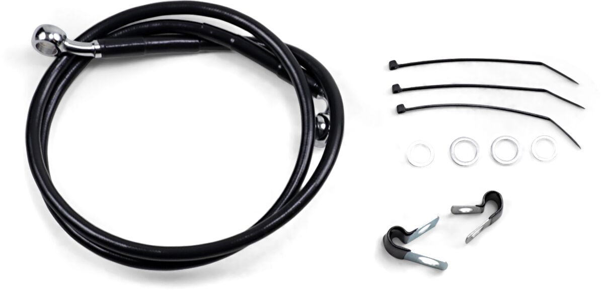 Drag Specialties Extended Length Black Vinyl Brake Line Kit