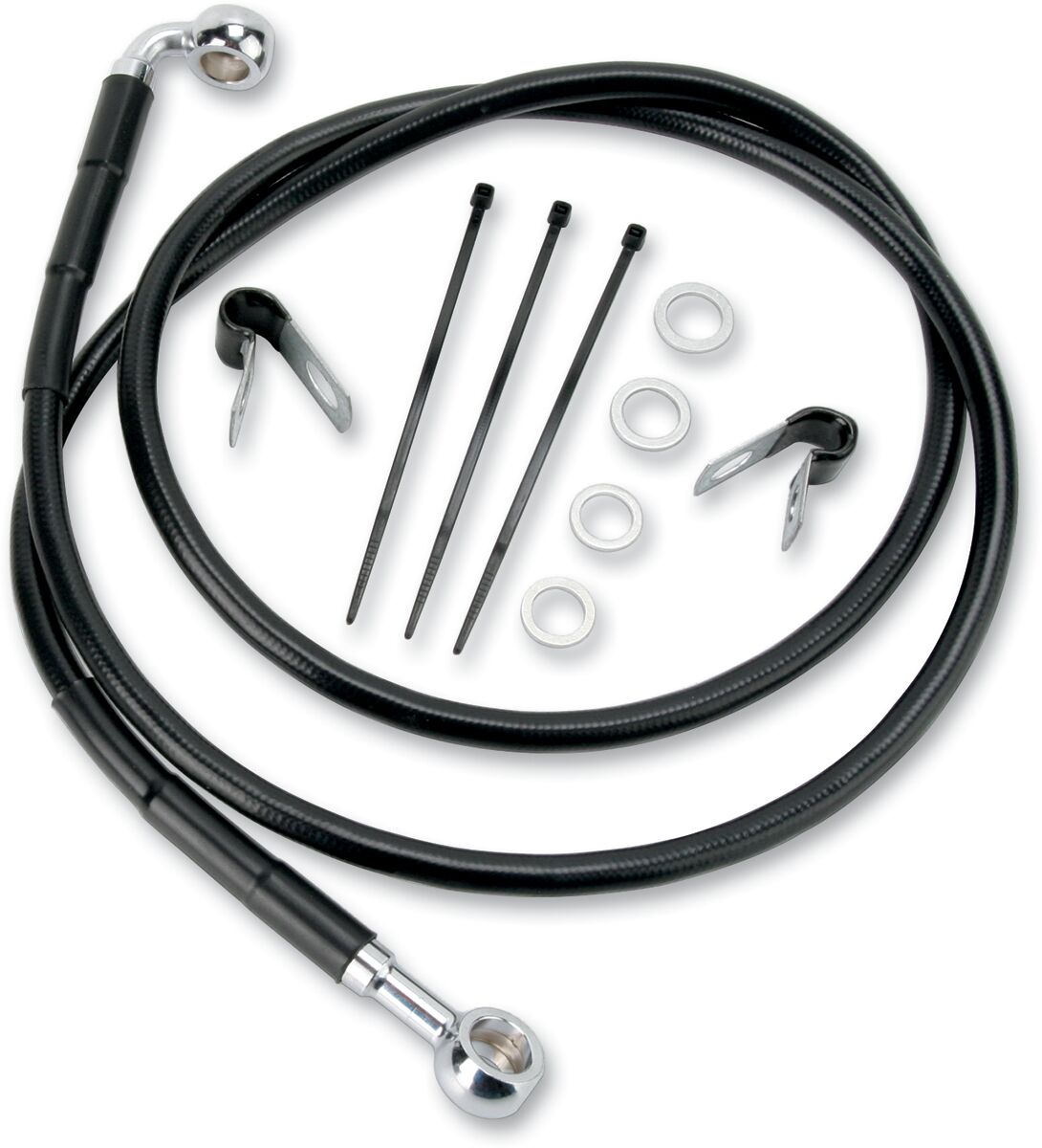 Drag Specialties Extended Length Black Vinyl Brake Line Kit