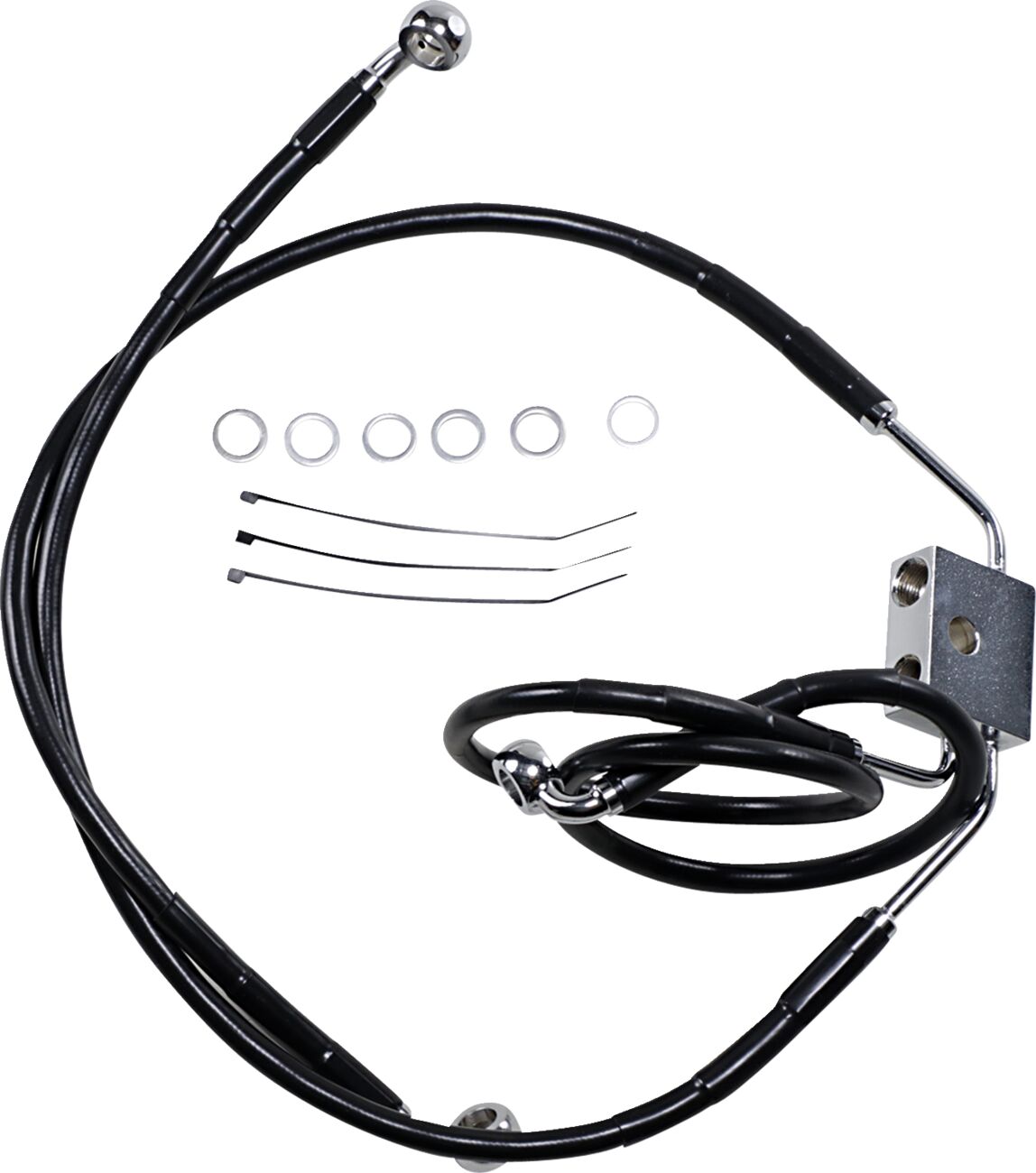 Drag Specialties Extended Length Black Vinyl Brake Line Kit