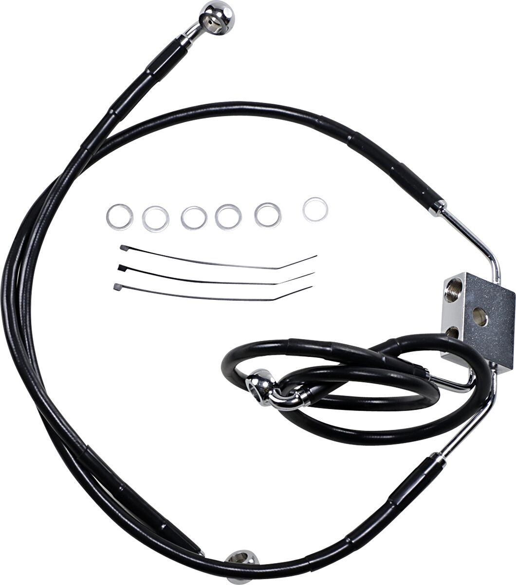 Drag Specialties Extended Length Black Vinyl Brake Line Kit