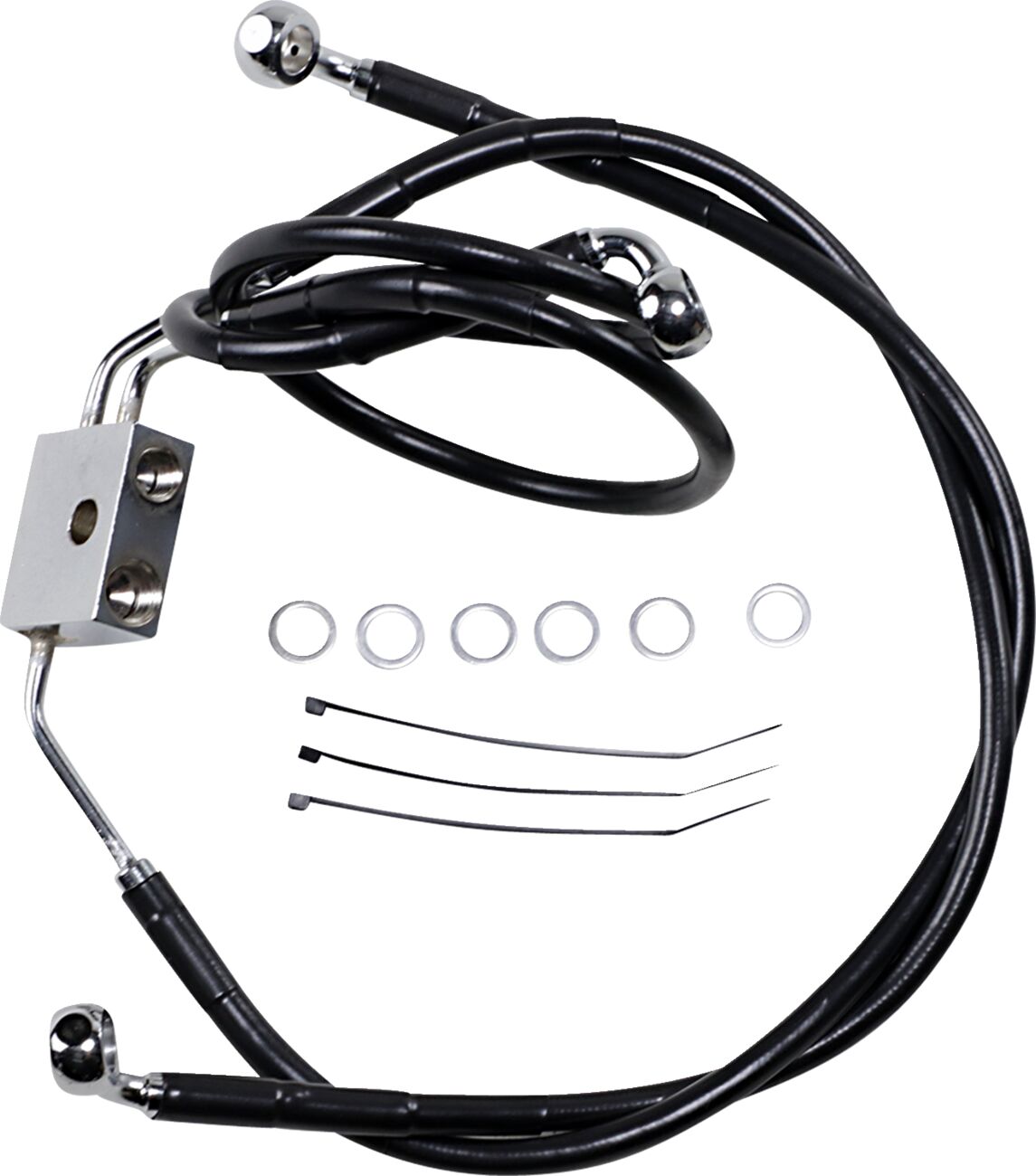 Drag Specialties Extended Length Black Vinyl Brake Line Kit
