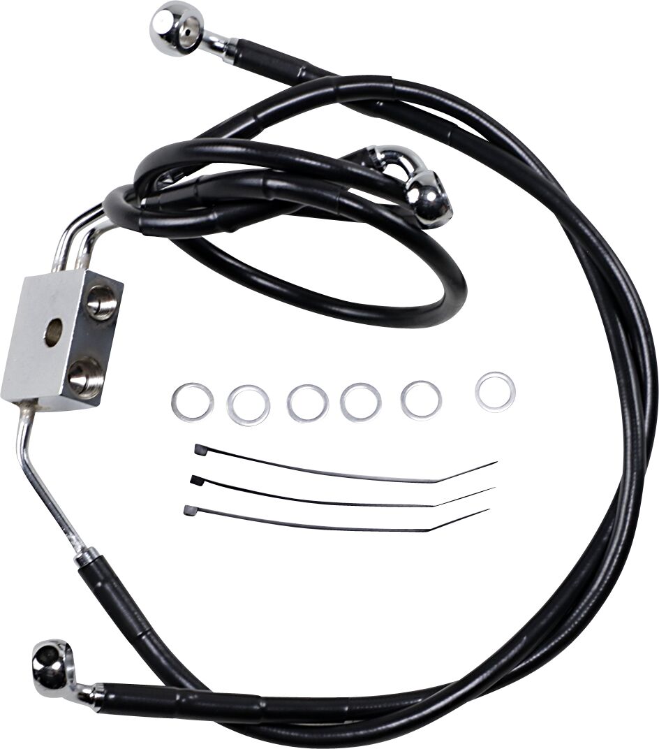 Drag Specialties Extended Length Black Vinyl Brake Line Kit