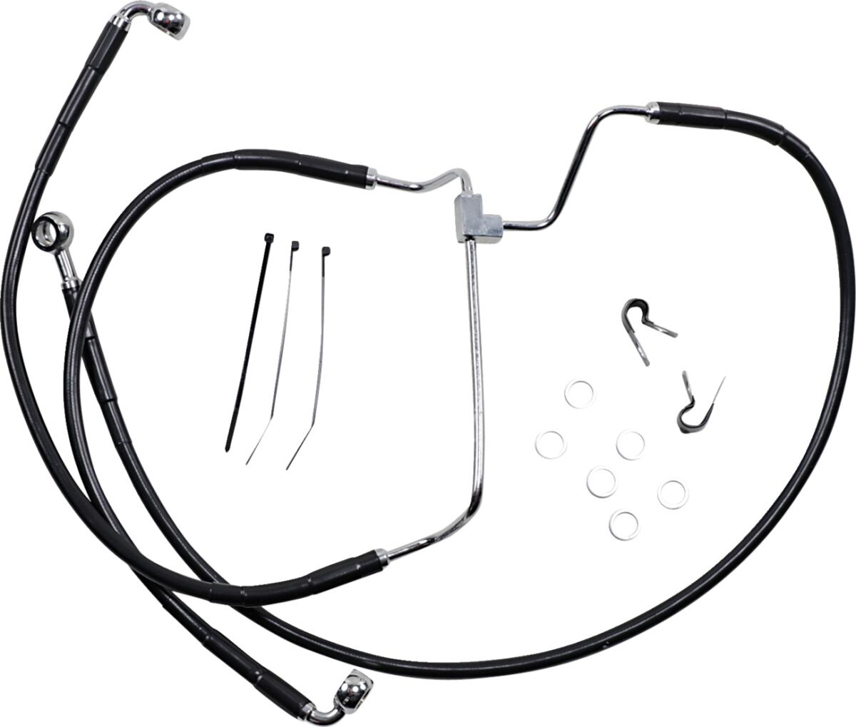 Drag Specialties Extended Length Black Vinyl Brake Line Kit