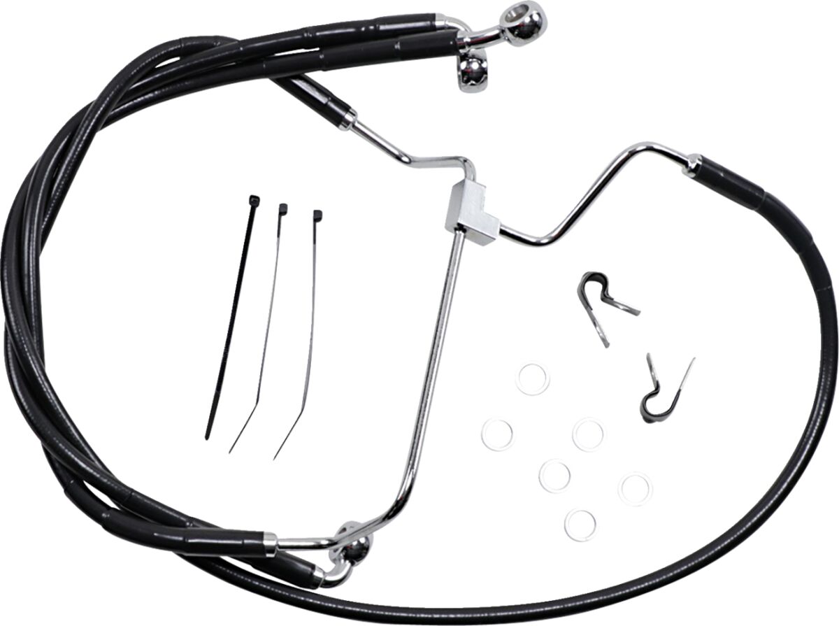 Drag Specialties Extended Length Black Vinyl Brake Line Kit