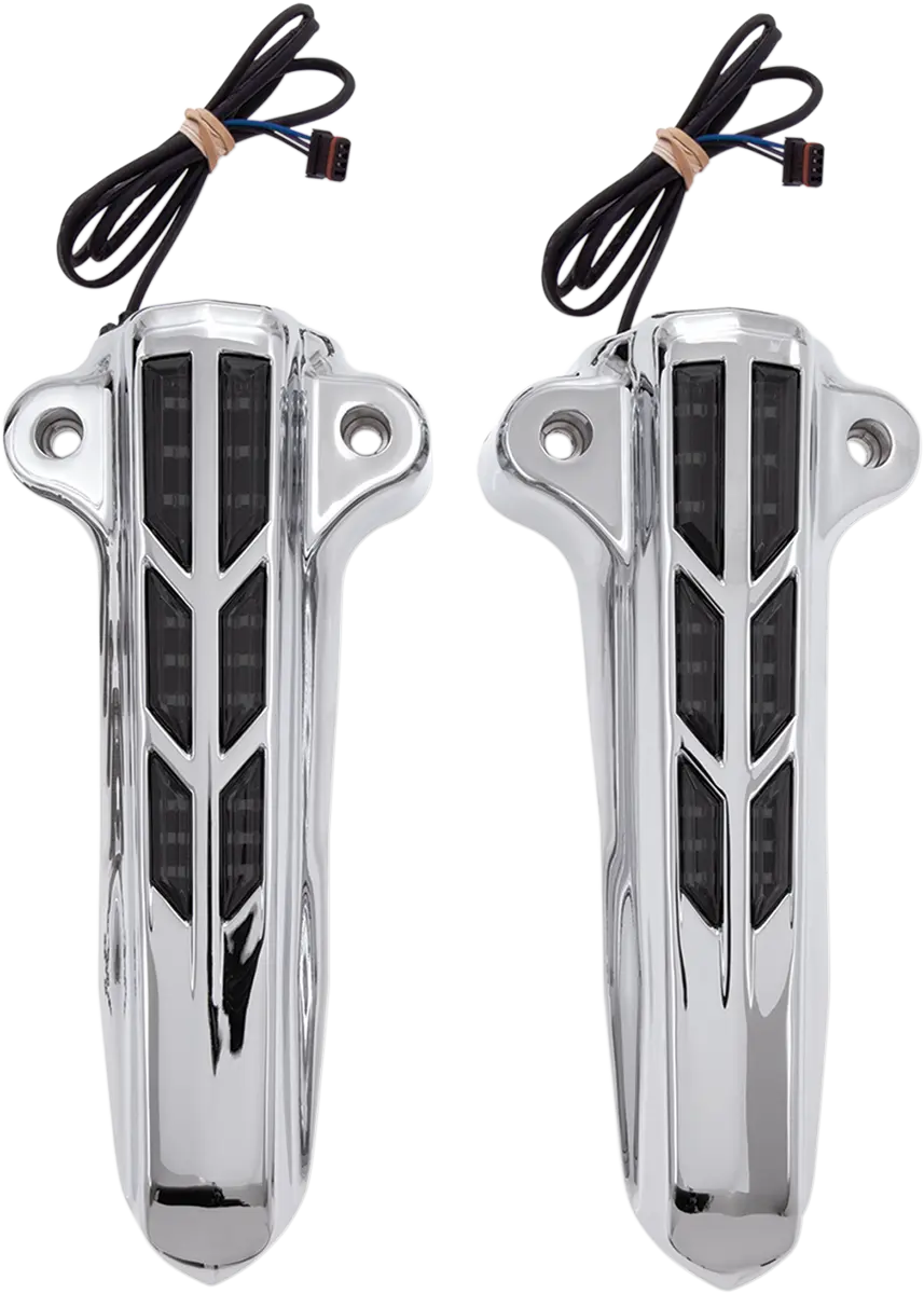 Ciro Forkini Lower Fork Leg Covers with Amber LEDs – Chrome — gallery image 1