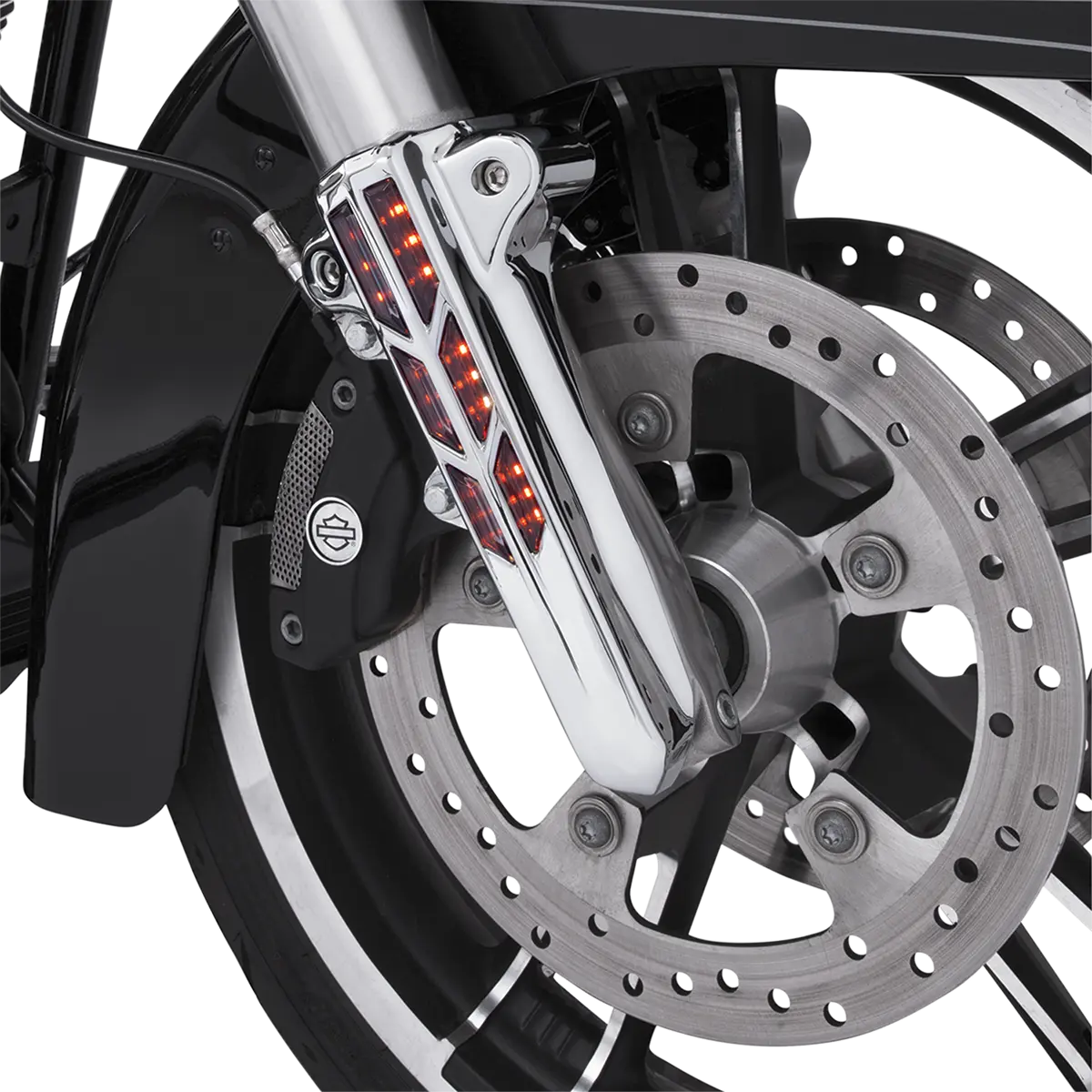 Ciro Forkini Lower Fork Leg Covers with Amber LEDs – Chrome — gallery image 2