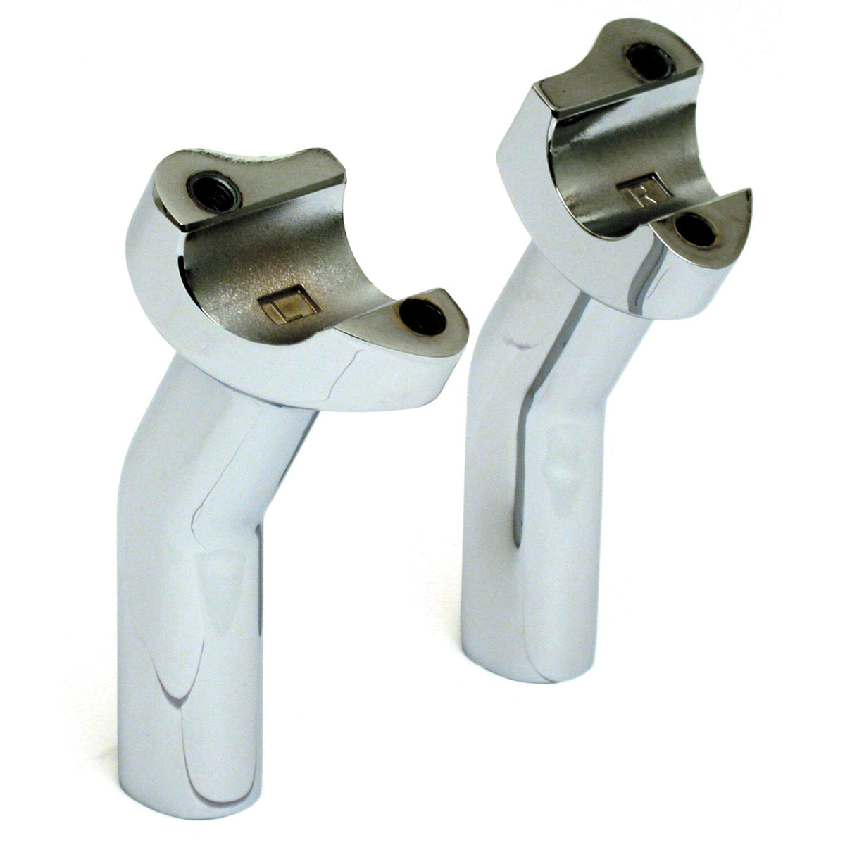 OEM style pullback risers, no top clamp. 4.5" rise. Chrome