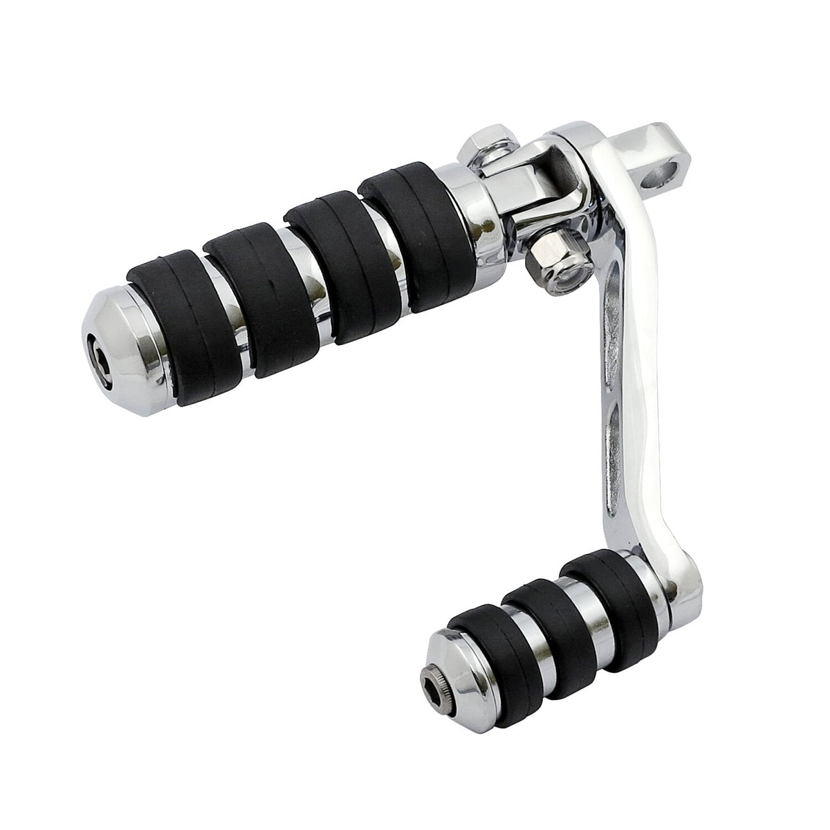 Heel rest mount brackets for foward controls. Chrome