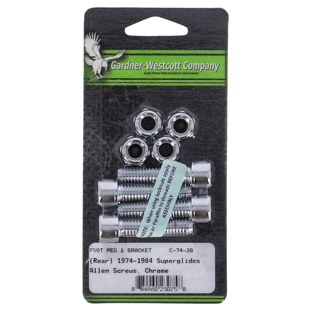 Gardner-Westcott, foot peg & bracket mount kit. Rear. Chrome