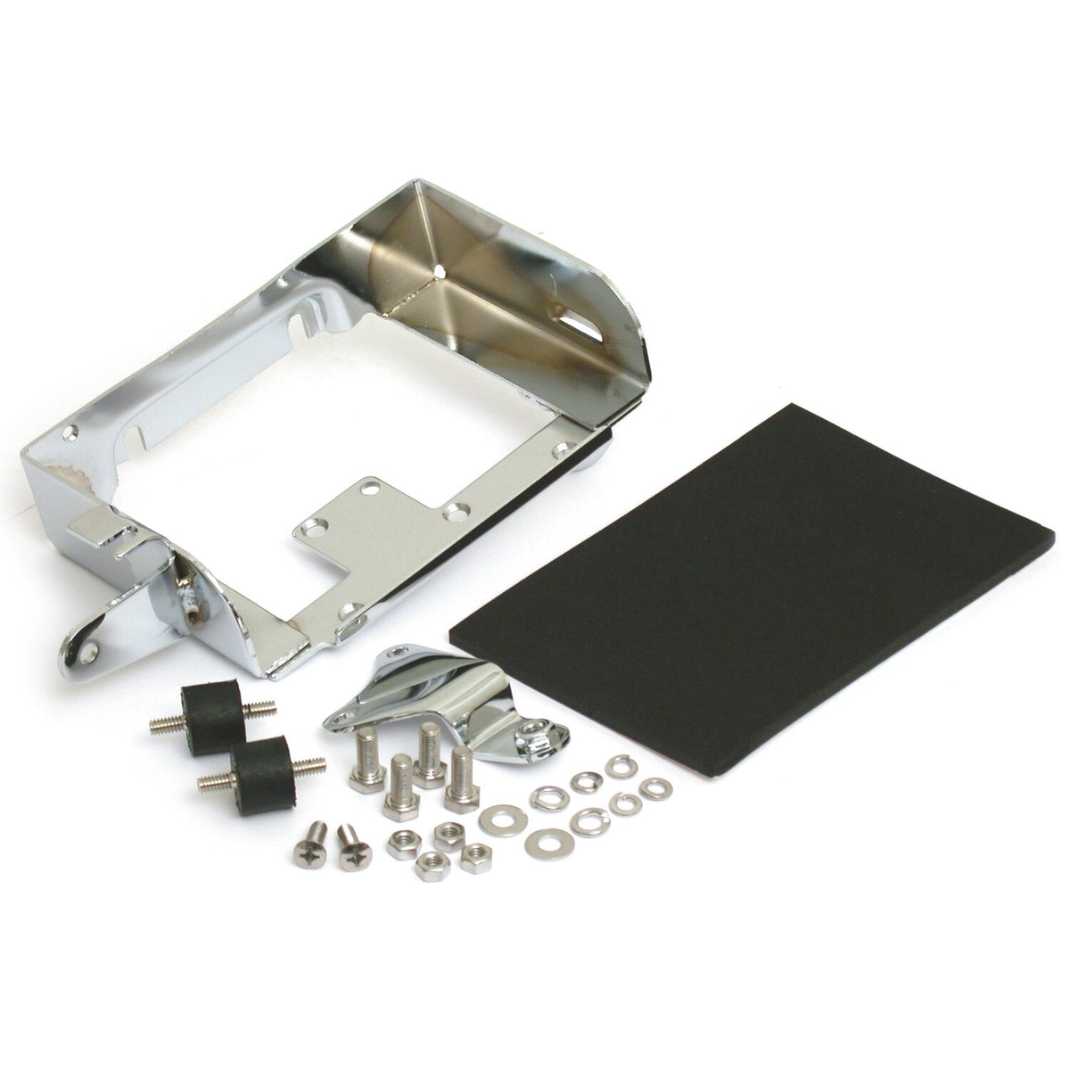 Battery carrier tray. Chrome