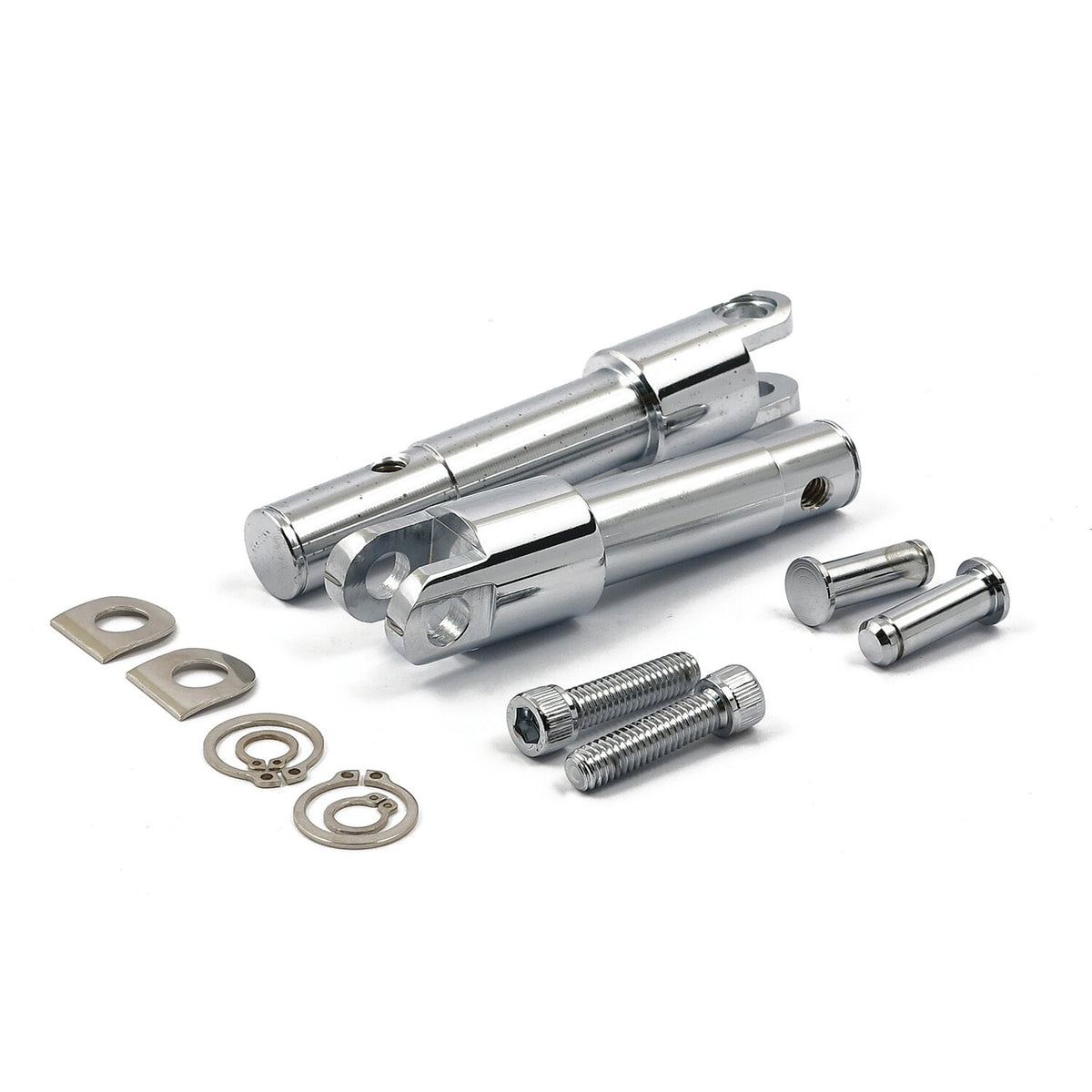 Foot peg conversion bracket kit. std length. Chrome