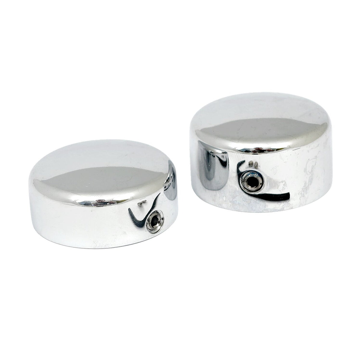 Swingarm pivot bolt cover set. Chrome