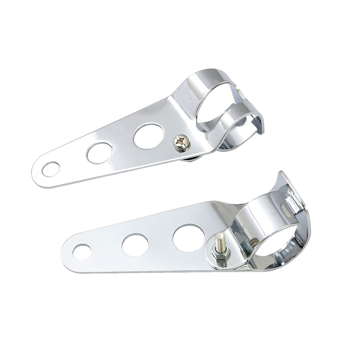 Frisco, side mount headlamp bracket set. Chrome