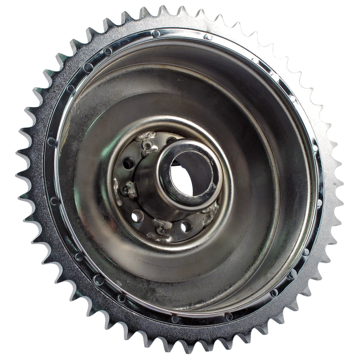 37-57 B.T. Rear brake drum & sprocket. Chrome