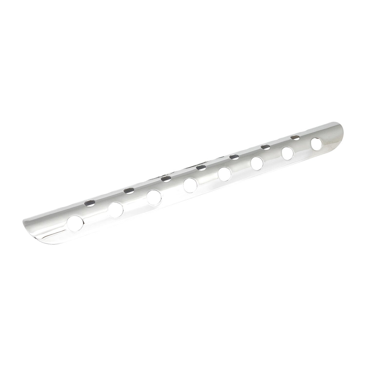Universal bullet hole heat shield 18" long chrome