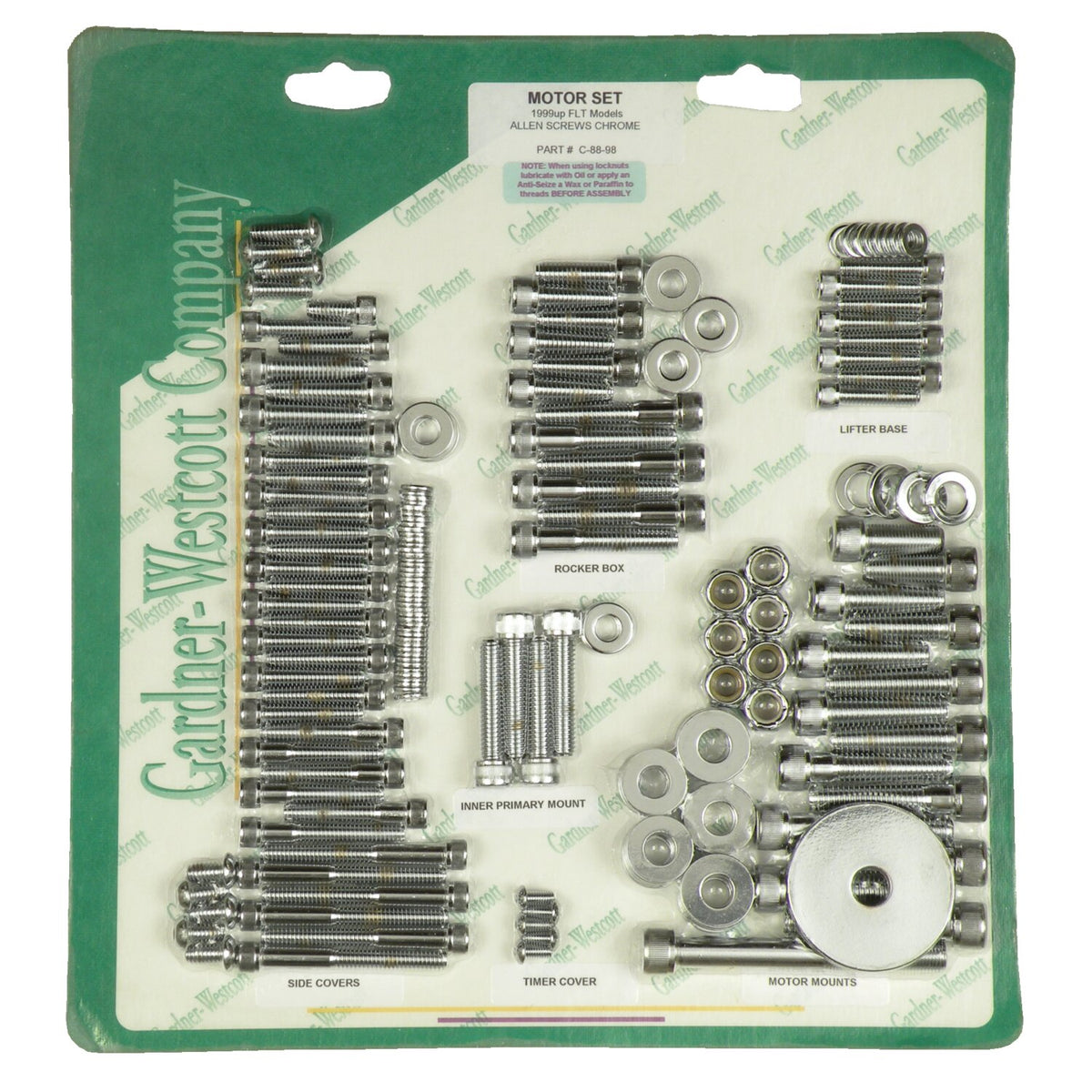 Motor screw set, chrome allen