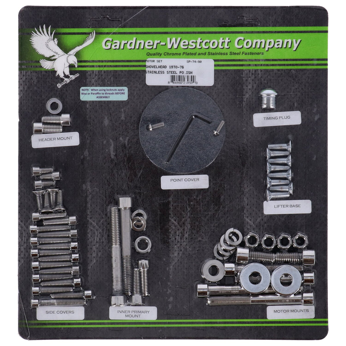 Motor screw set, polished ss allen