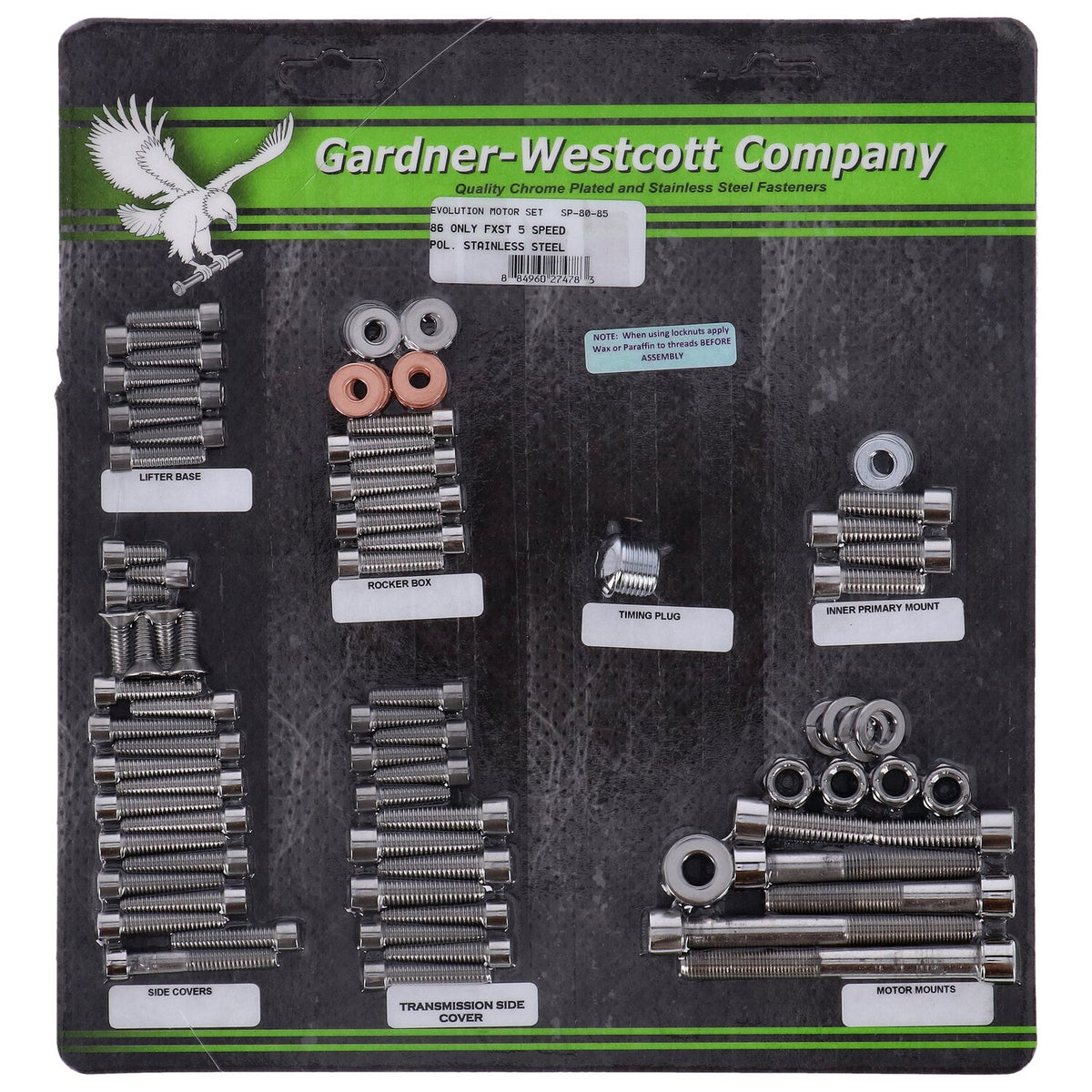 Motor screw set, polished ss allen