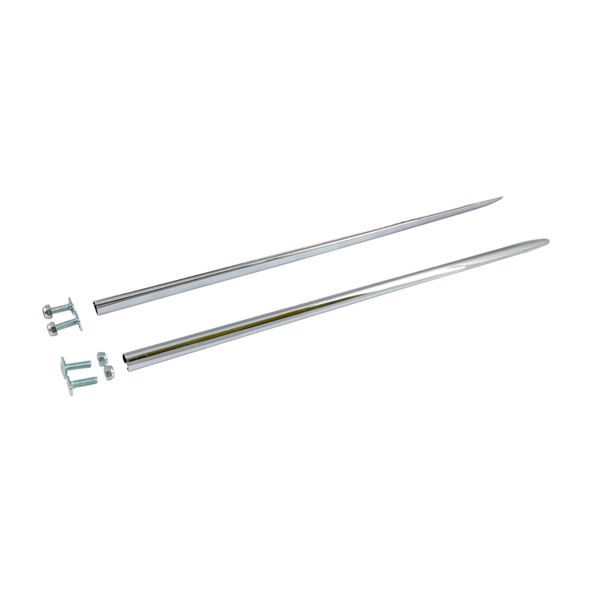 Front fender tip spears, chrome steel