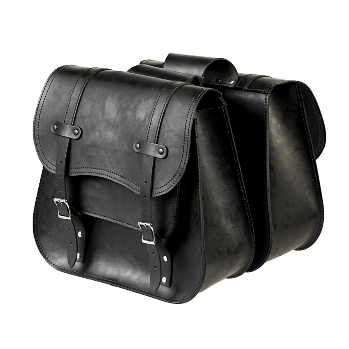 MCS, reinforced rigid leather saddlebag set. Throw-over