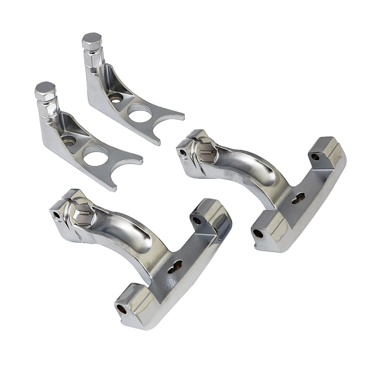 Passenger floorboard mount bracket set. Chrome