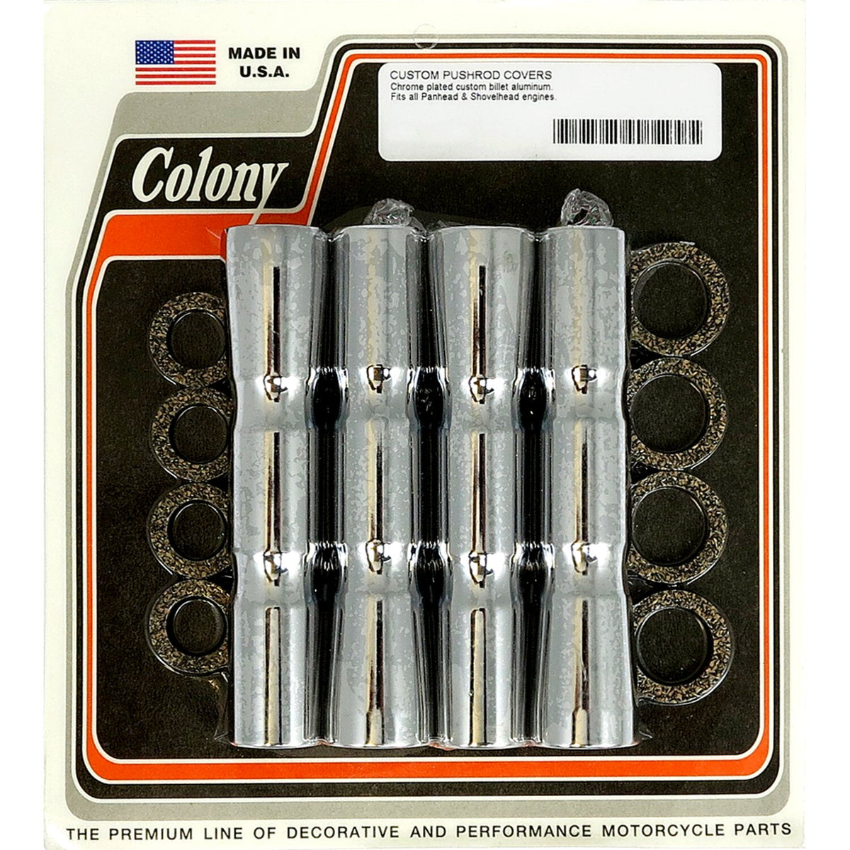 Colony, B.T. ribbed lower pushrod cover set. Chrome