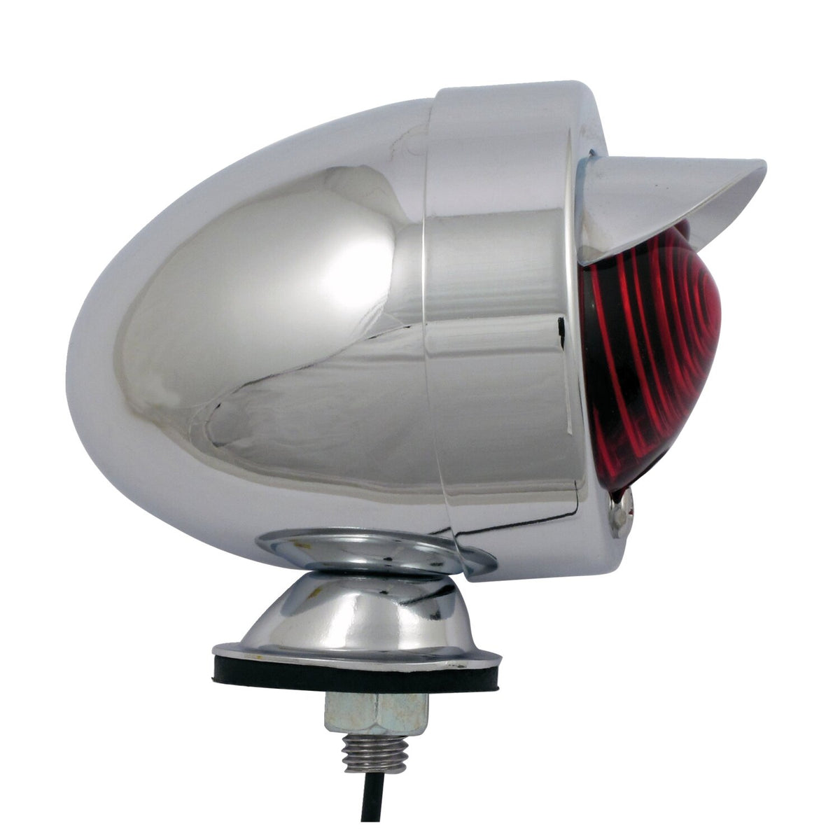 Bullet marker light. Chrome. Red lens. SF. stud mount. visor