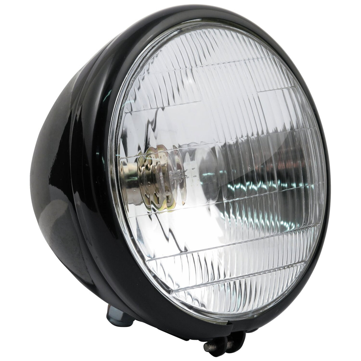 6-1/2" springer headlamp assembly. 6v. Black