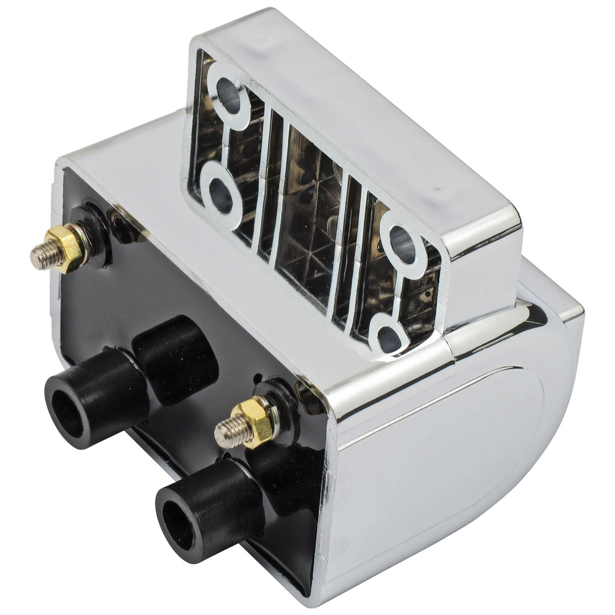 OEM style ignition coil. 12v, 3 ohm. Chrome