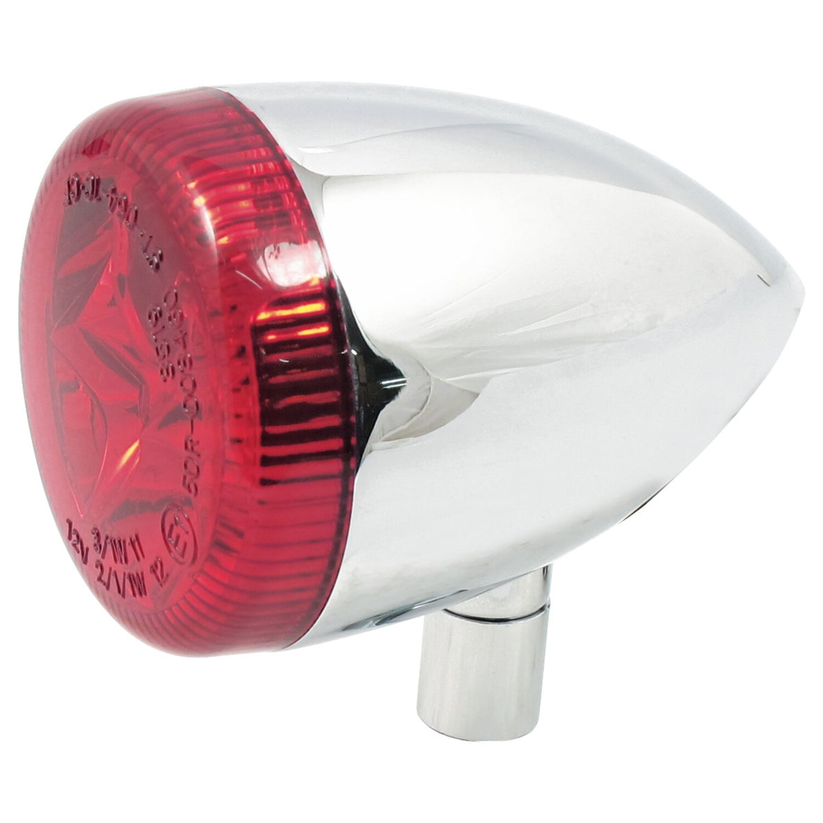 3-1 LED bullet taillight / turn signal combo. Chrome. Red