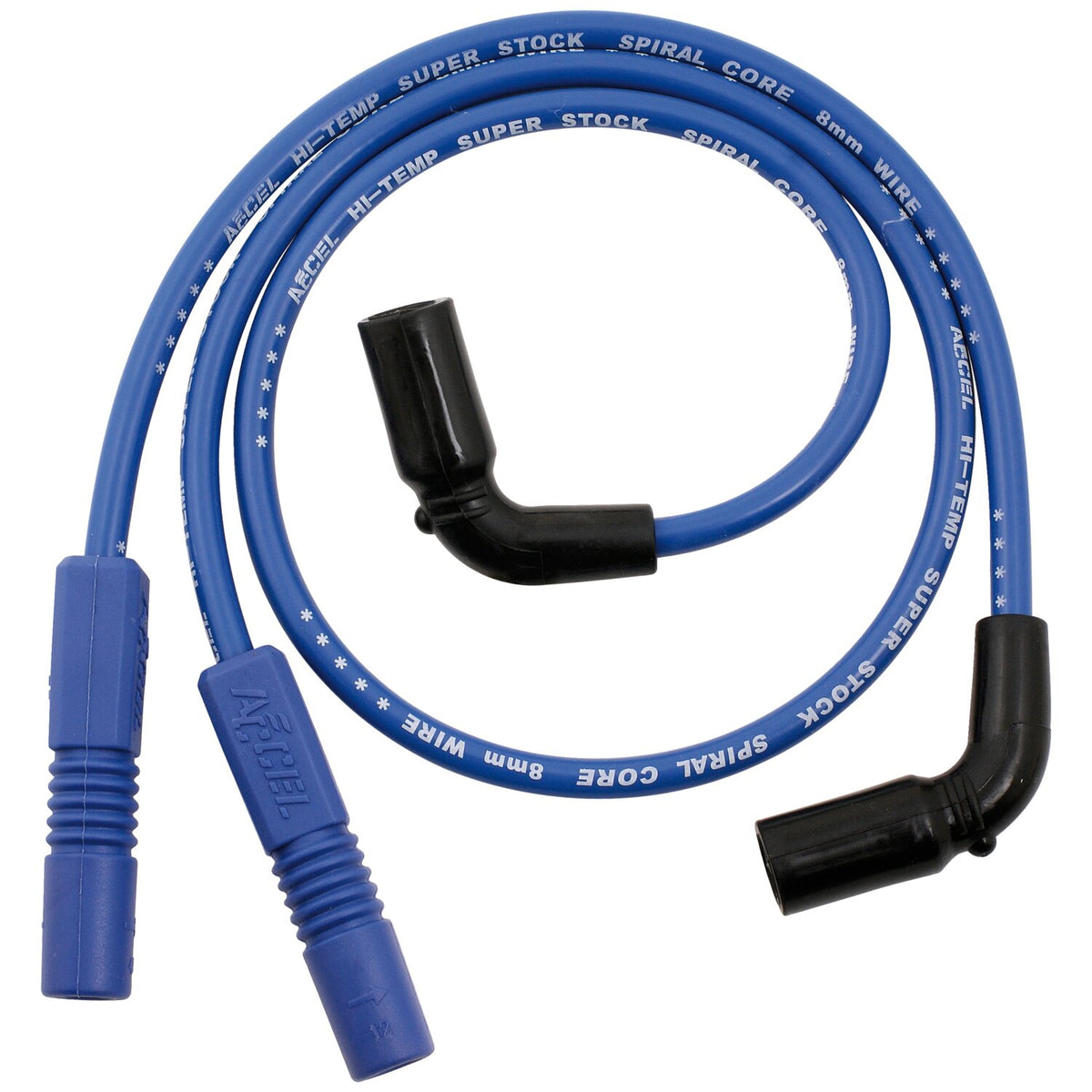 Accel, 8mm Ferro Spiral core spark plug wire set. Blue