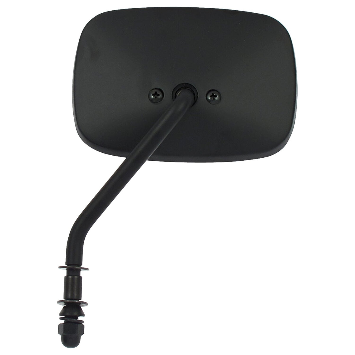 Late OEM style mirror, short stem, left side. Black