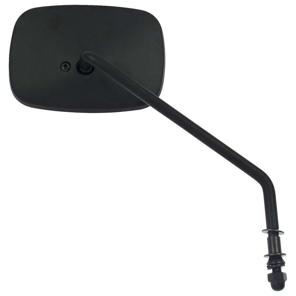 Late OEM style mirror, long stem, right side. Black